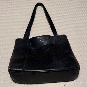 Elegant Black Leather Tote Purse